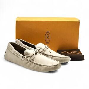 Tod's City Gommino Driving Men's Leather Loafers Beige UK 13 US 14.5 - NWB $695